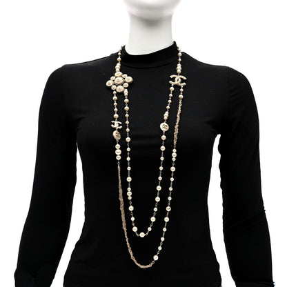 Chanel Pearl Multistrand CC Long Necklace Pearly White 2 of 9