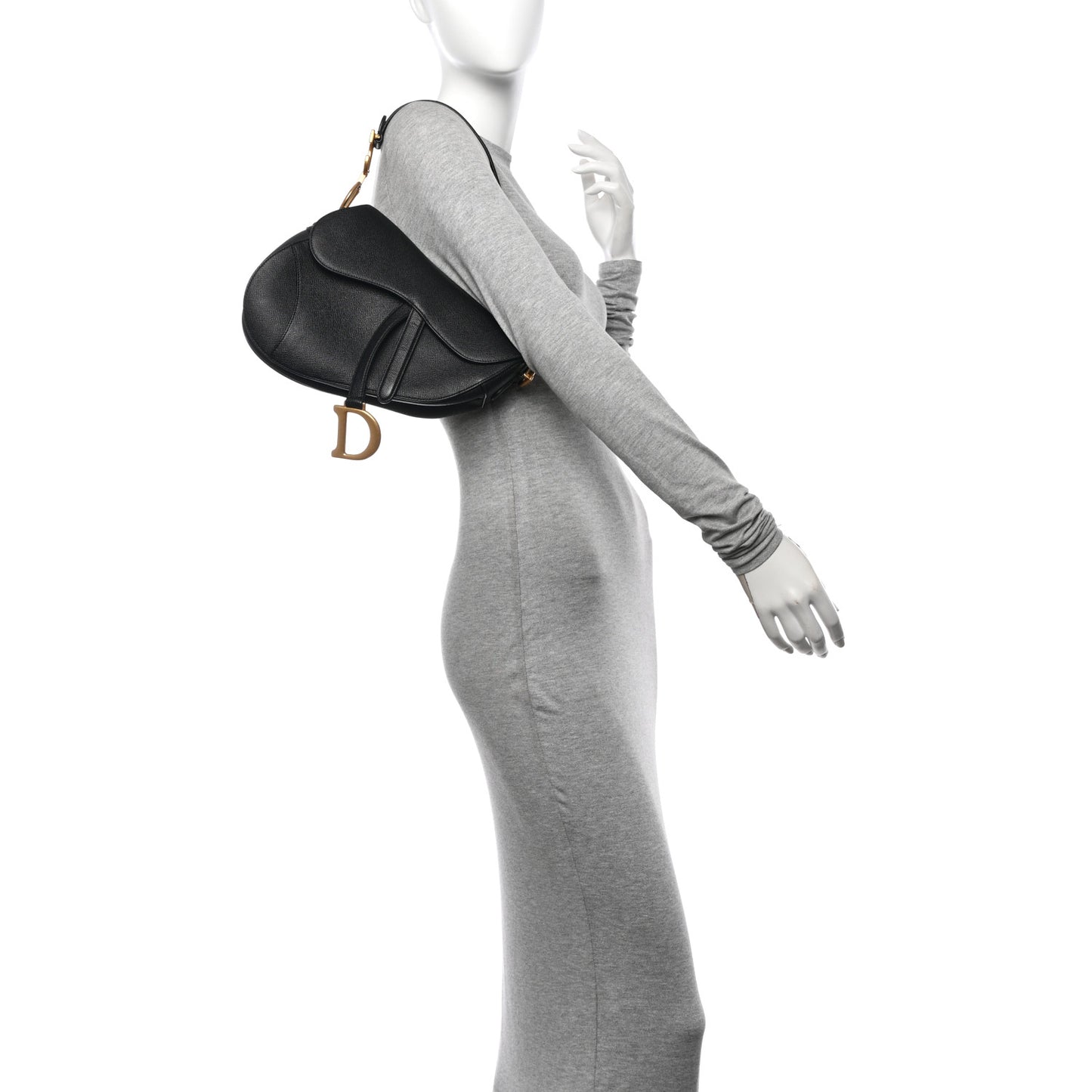 Grained Calfskin Saddle Bag Black