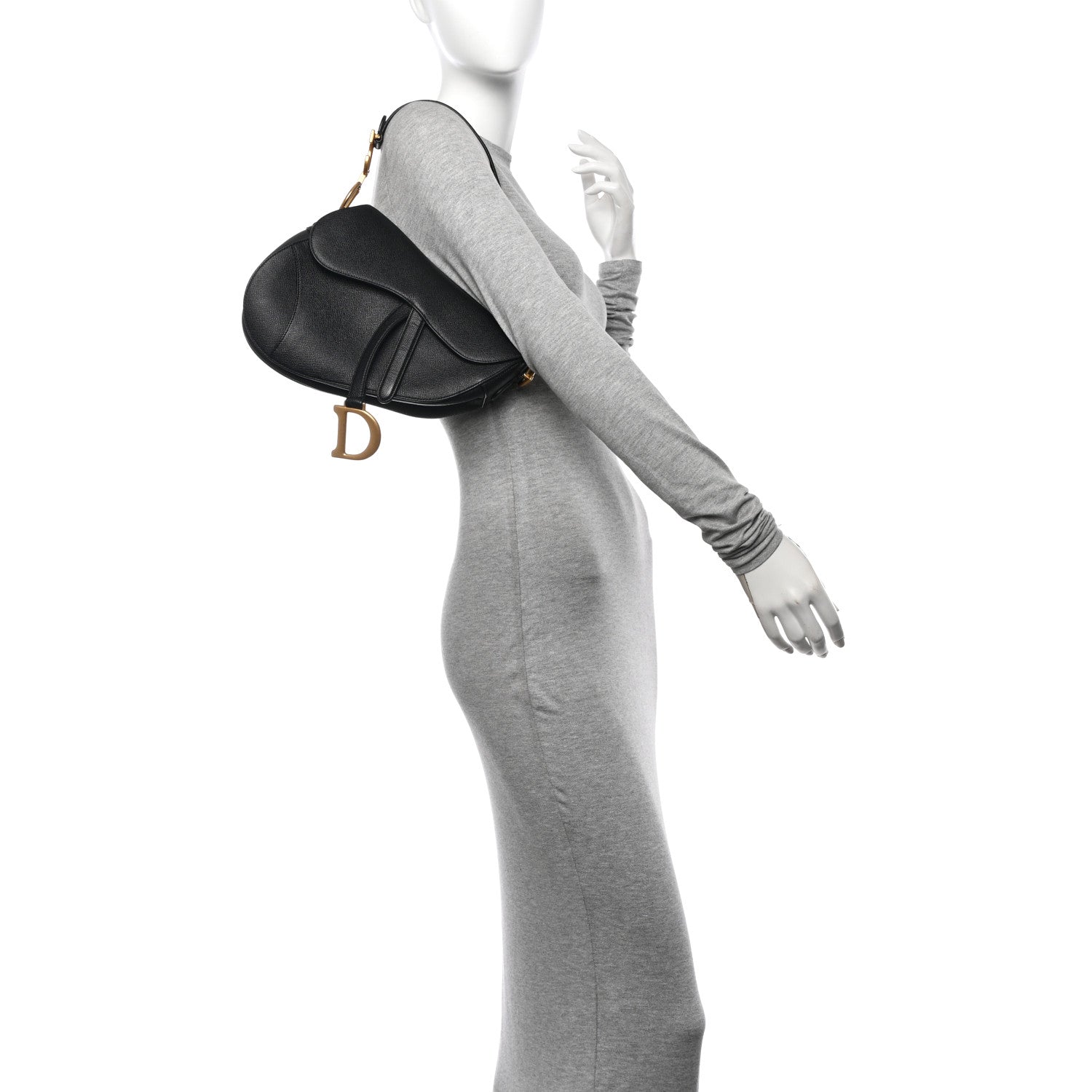 Christian Dior Grained Calfskin Saddle Bag Black 2 of 12