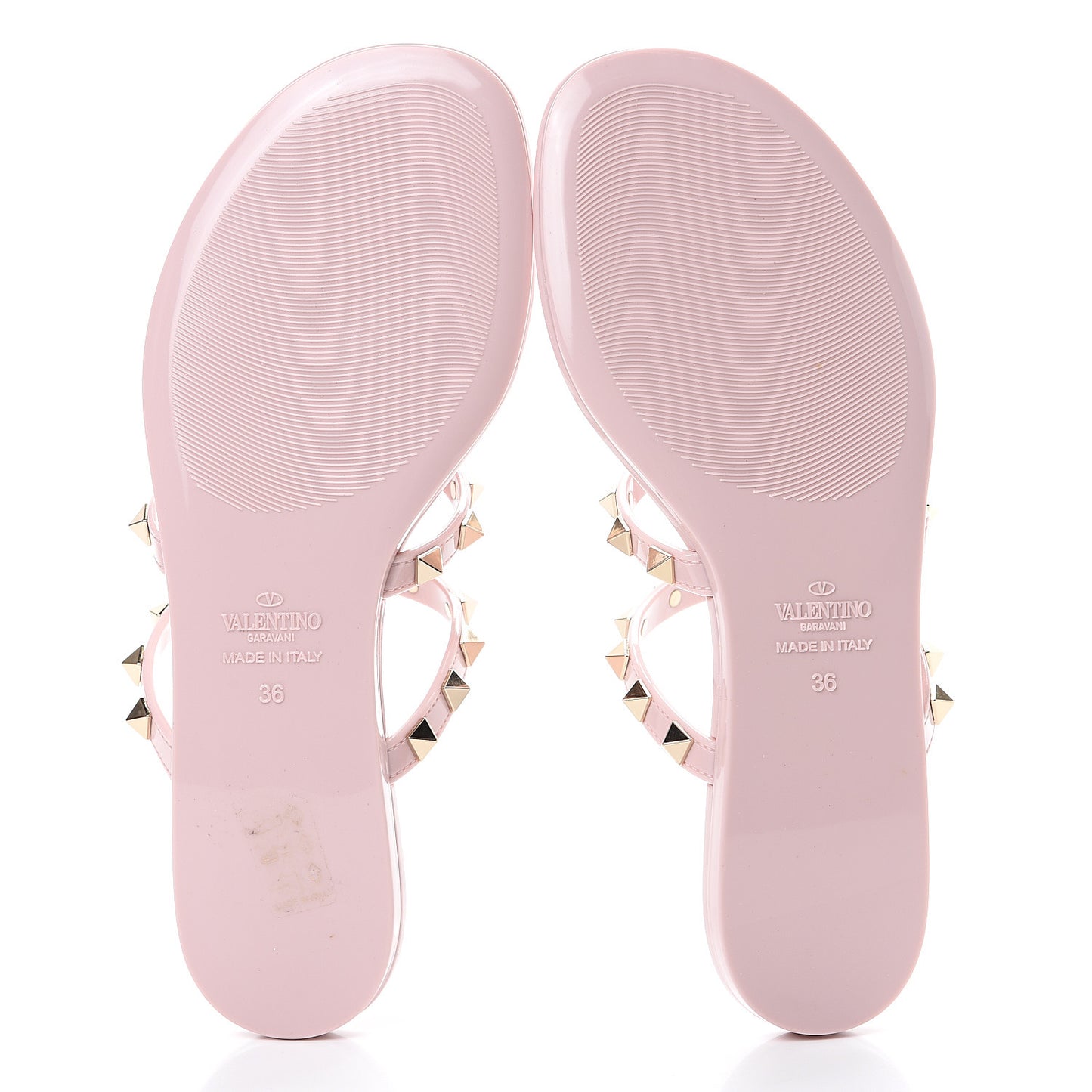 PVC Jelly Rockstud Caged Flat Thong Sandals 36 Water Rose