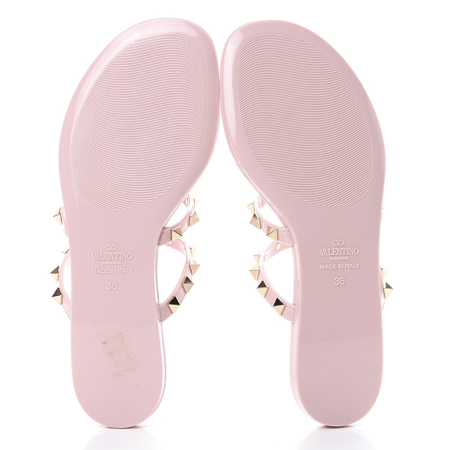 Valentino Garavani PVC Jelly Rockstud Caged Flat Thong Sandals 36 Water Rose 5 of 8