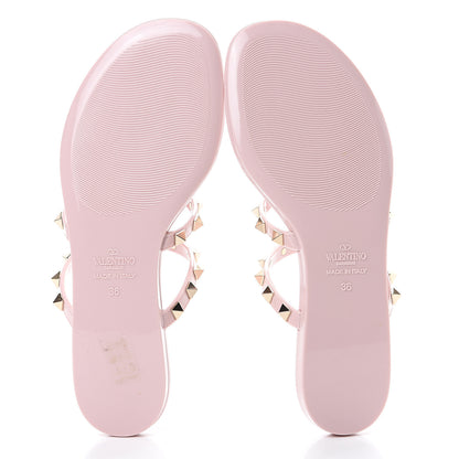 Valentino Garavani PVC Jelly Rockstud Caged Flat Thong Sandals 36 Water Rose 5 of 8