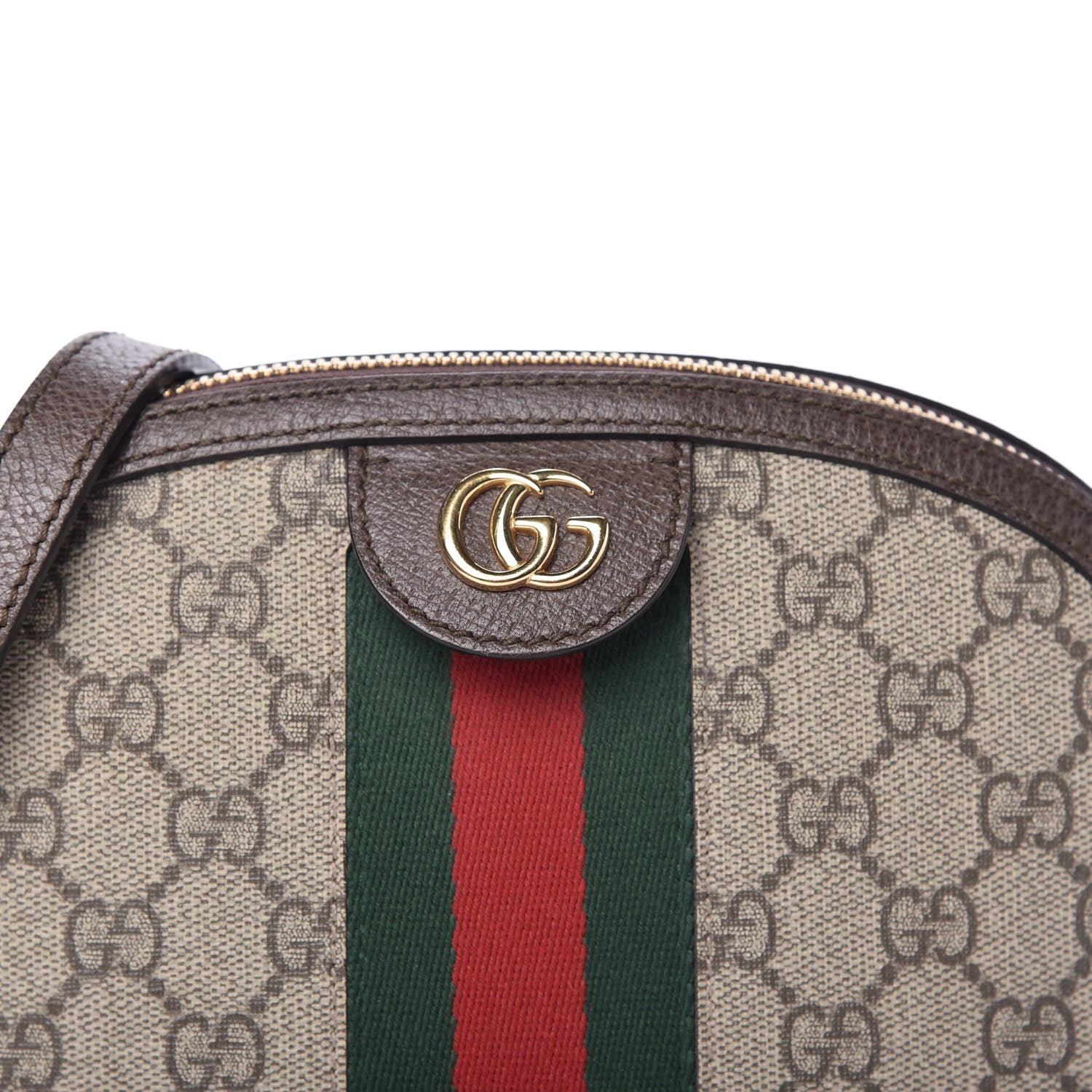 Gucci GG Supreme Monogram Textured Dollar Calfskin Web Small Ophidia Dome Shoulder Bag Beige Ebony New Acero 10 of 10