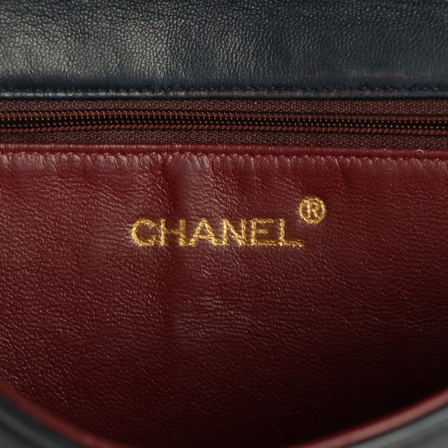Lambskin Vertical Quilted Small Single Flap Navy Blue