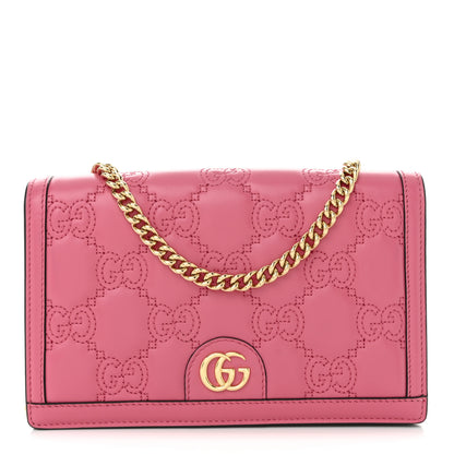 Gucci Calfskin GG Matelasse Chain Wallet Rhodamine Pink 1 of 9
