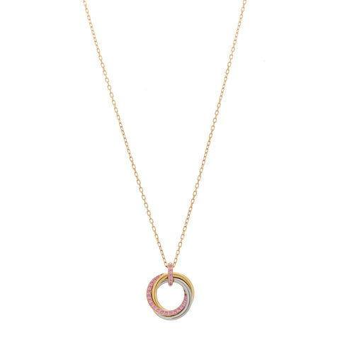 18K Pink Gold Pink Sapphire Trinity Pendant Necklace