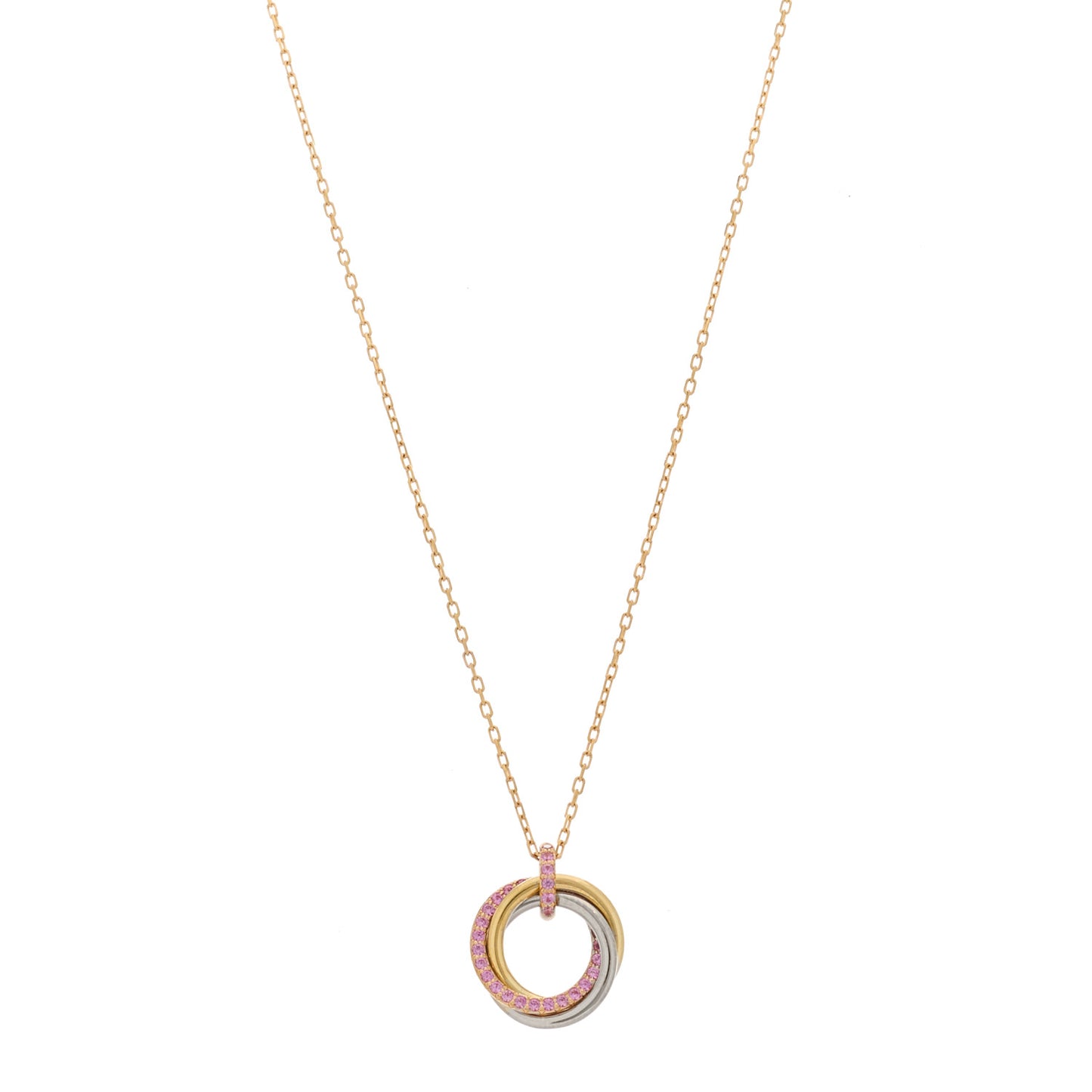 18K Pink Gold Pink Sapphire Trinity Pendant Necklace