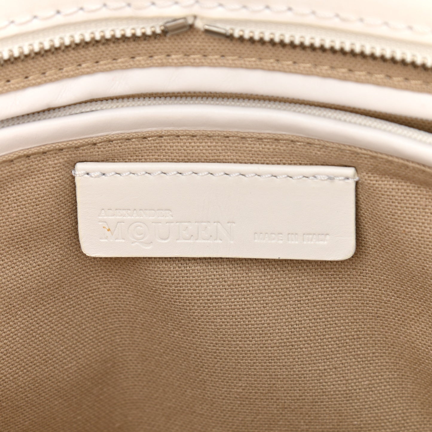 Calfskin Studded Padlock Tote White