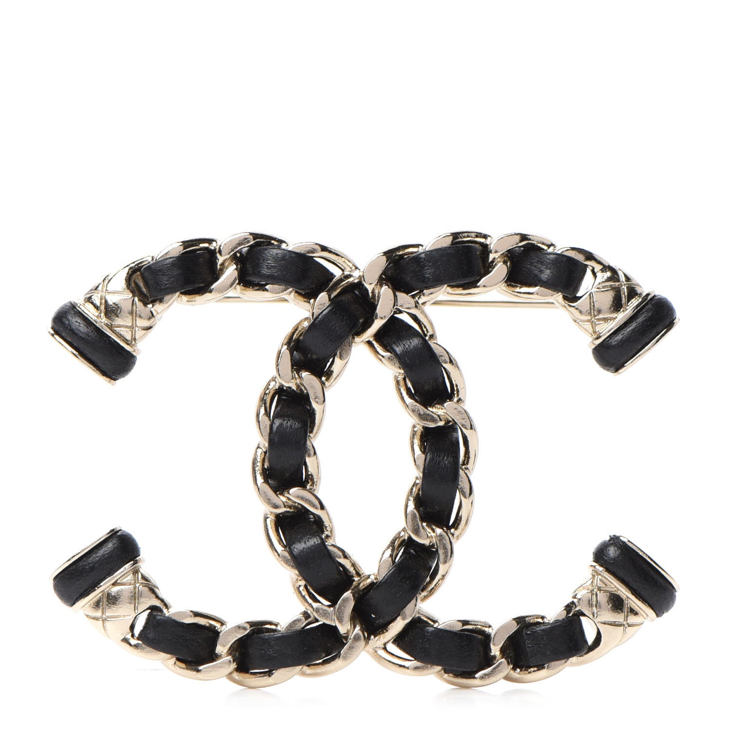 Chanel Lambskin Chain CC Brooch Black Gold 1 of 4