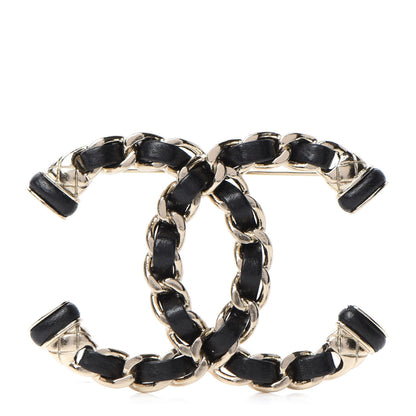 Chanel Lambskin Chain CC Brooch Black Gold 1 of 4