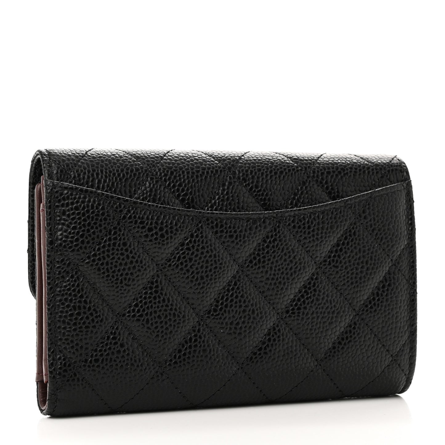Caviar Quilted Medium Flap Wallet Black