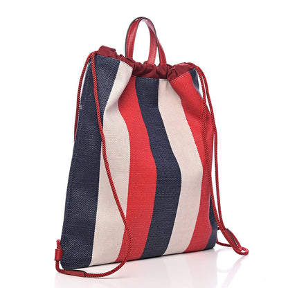 Gucci Canvas Logo Sylvie Stripe Drawstring Backpack Red 3 of 10