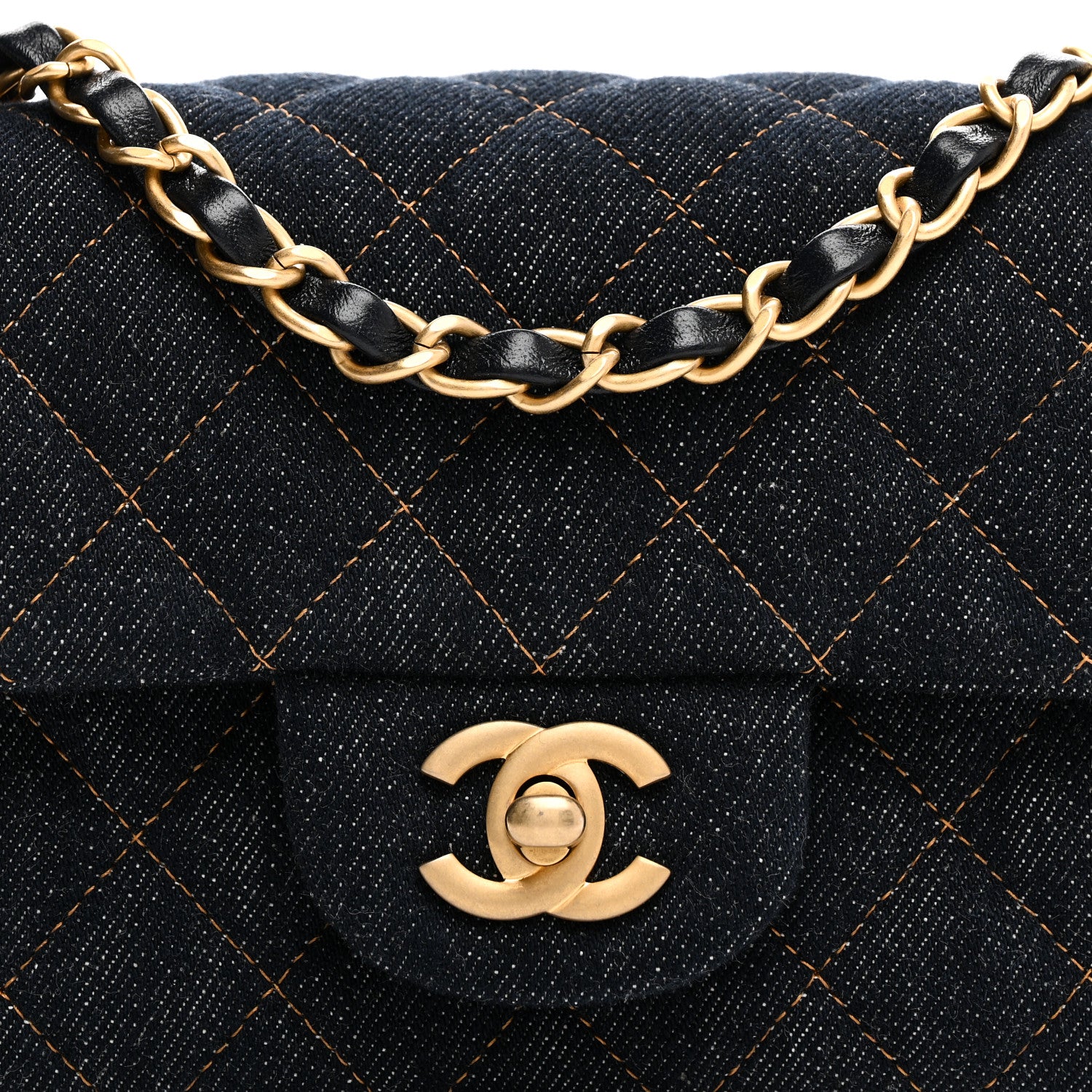 Chanel Denim Quilted Mini Rectangular Flap Dark Blue 8 of 10