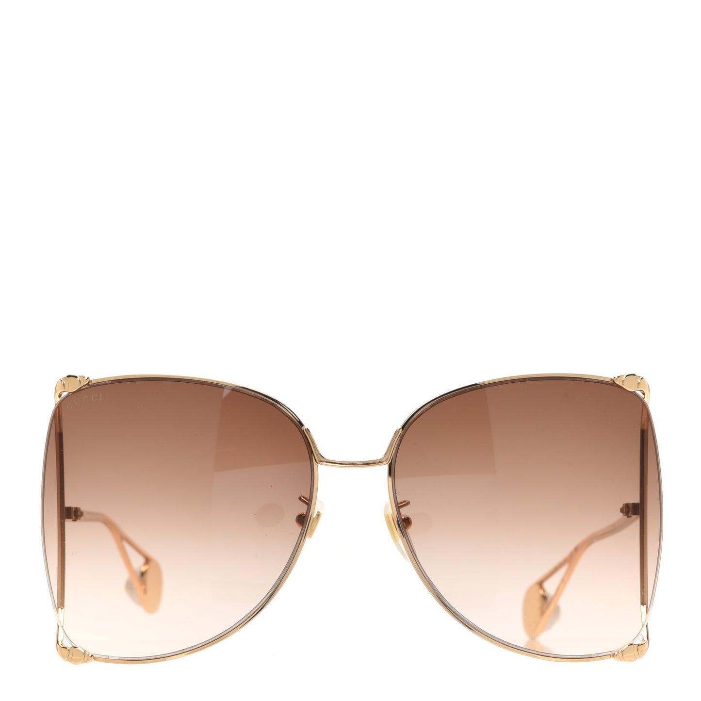 Oversized Round Sunglasses GG0252S Gold Brown