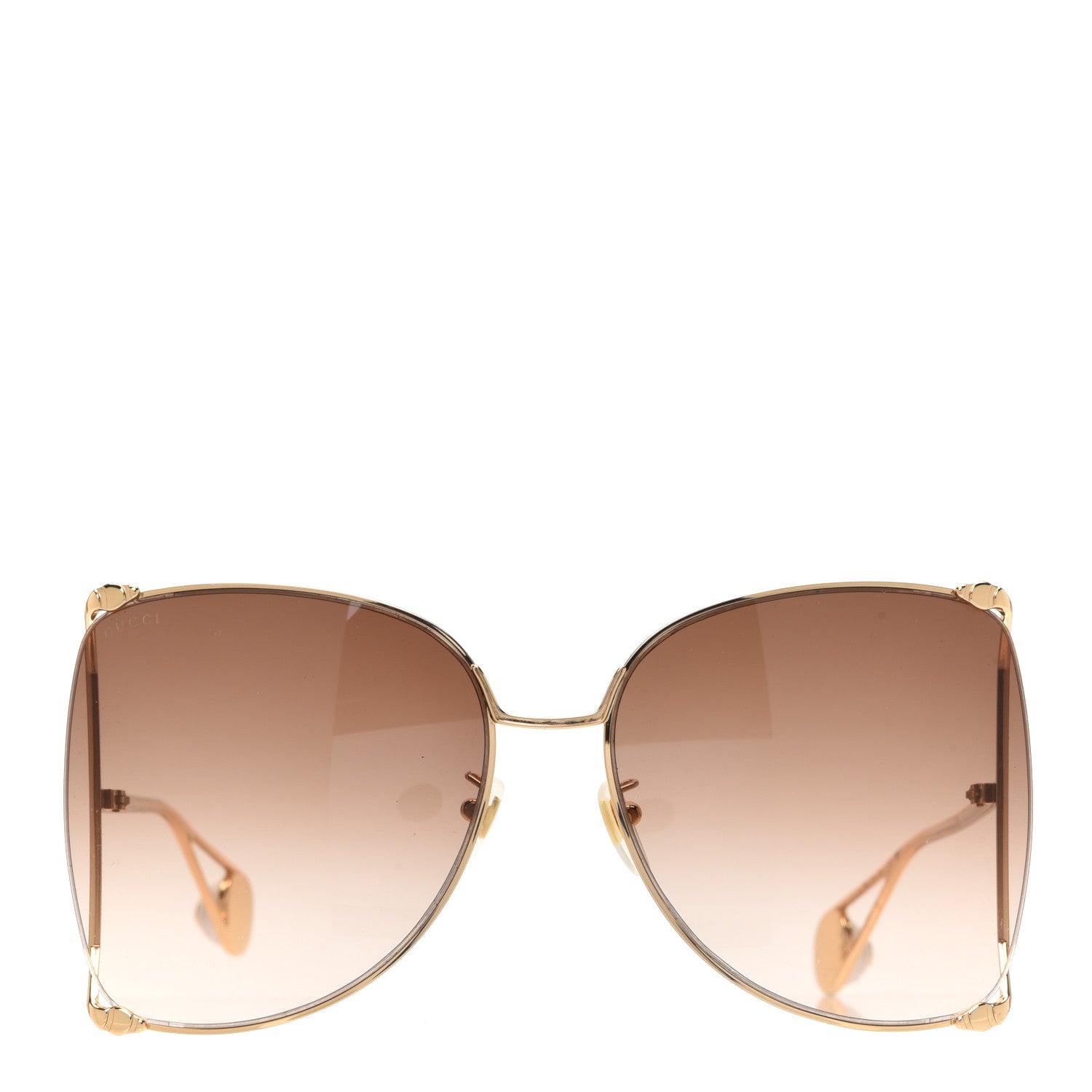 Gucci Oversized Round Sunglasses GG0252S Gold Brown 2 of 7