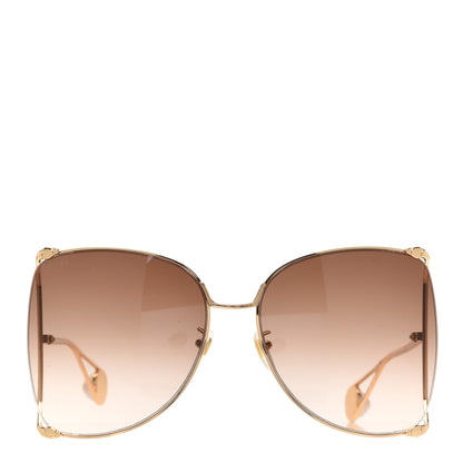 Gucci Oversized Round Sunglasses GG0252S Gold Brown 2 of 7