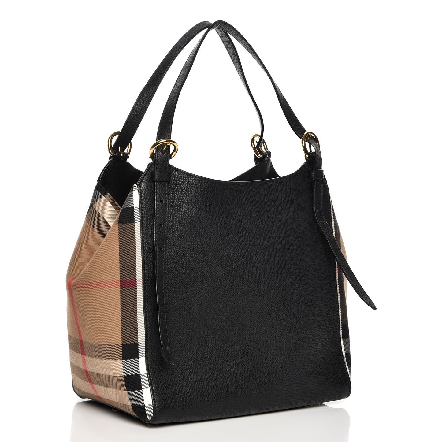 Grainy Calfskin House Check Small Canterbury Black