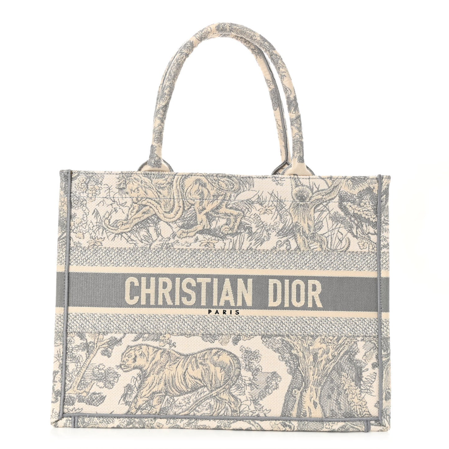 Canvas Embroidered Medium Dioriviera Toile De Jouy Book Tote Gray