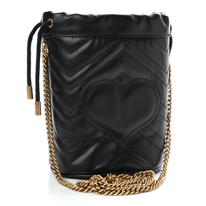 Gucci Calfskin Matelasse Mini GG Marmont 2.0 Bucket Bag Black 2 of 4