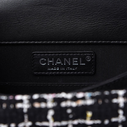 Chanel Calfskin Tweed Quilted North South Boy Flap Black 8 of 9