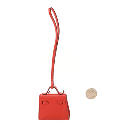 Hermes Tadelakt Chevre Mysore Kelly Quelle Idole Bag Charm Rose Sakura Sanguine Nata Sesame 2 of 8