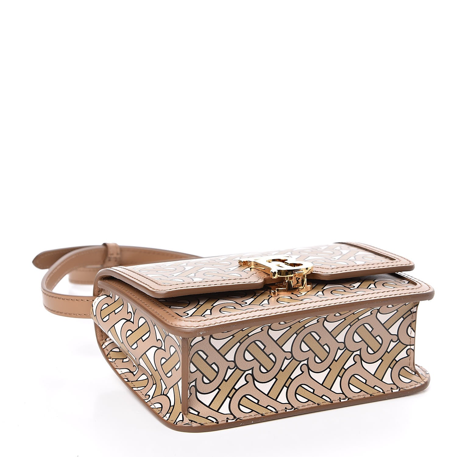 Burberry Calfskin Monogram Mini TB Bag Beige 4 of 9
