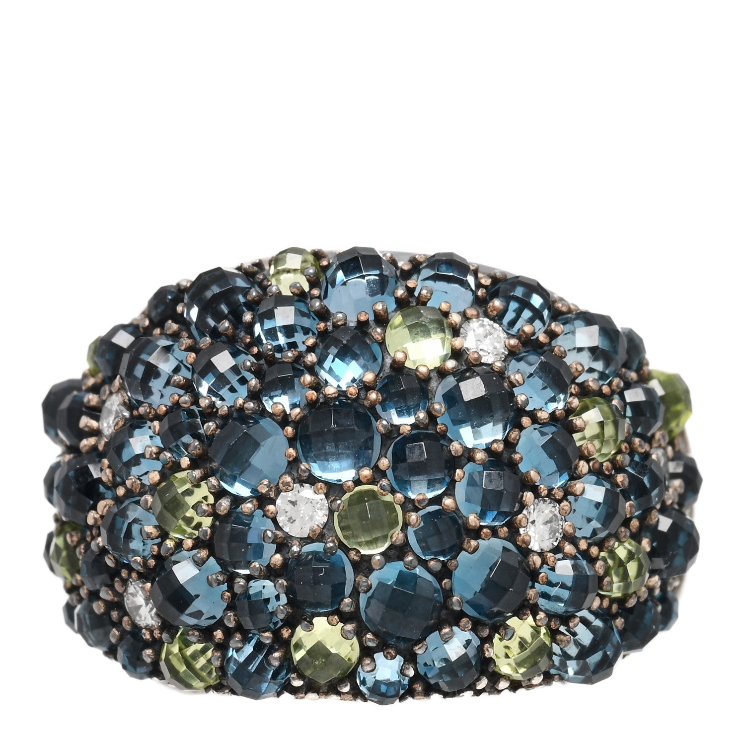 David Yurman Sterling Silver Diamond Hampton Blue Topaz Peridot Cable Berries Dome Ring 54 7 1 of 4