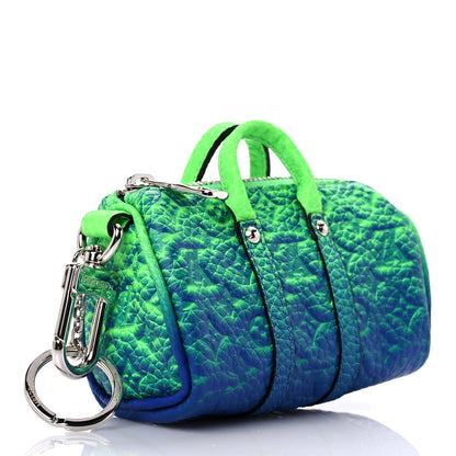 Louis Vuitton Taurillon Illusion Mini Keepall Earphones Pouch Bleu Vert 3 of 8