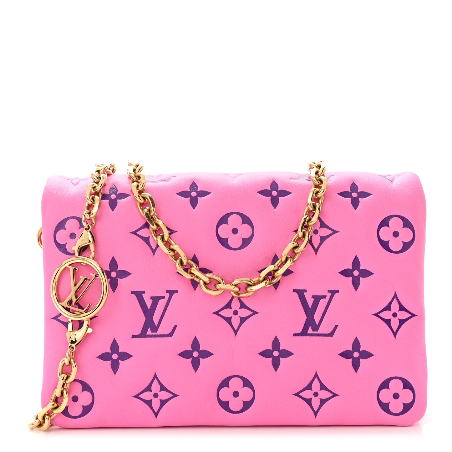 Lambskin Embossed Monogram Vuittamins Pochette Coussin Rose Violet