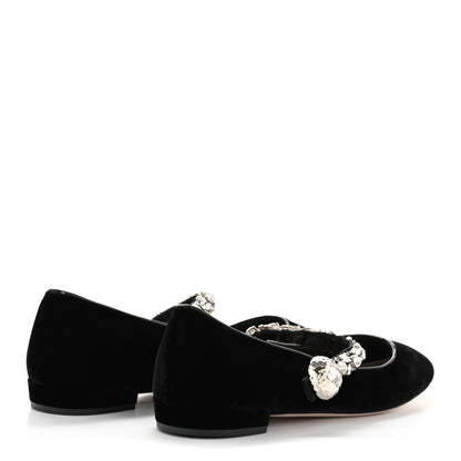Miu Miu Velvet Crystal Mary Jane Flats 40 Black 5 of 9