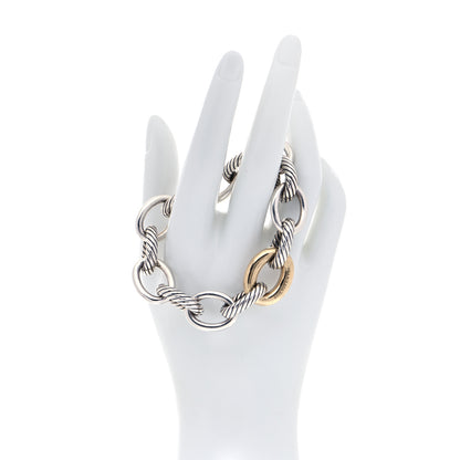 David Yurman Sterling Silver 18K Yellow Gold 19mm Extra Large Oval Link Bracelet 3 of 7