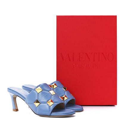 Valentino Garavani Nappa Quilted Roman Stud 65mm Slide Sandals 36.5 Niagara 9 of 9