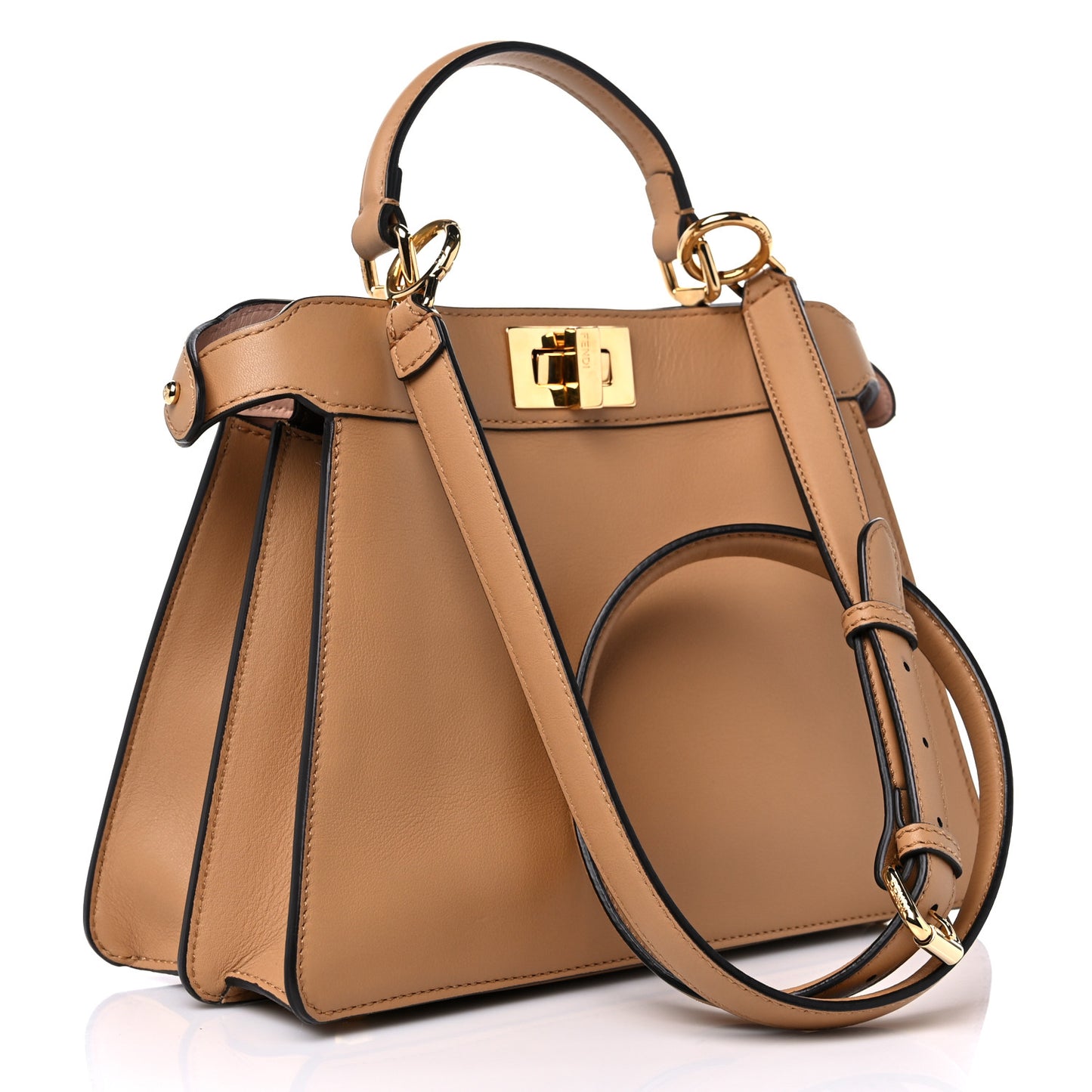 Vitello Seta Nappa Bi-Color Small Peekaboo I SEE U Satchel Miele Scuro Light Rose Ghianda