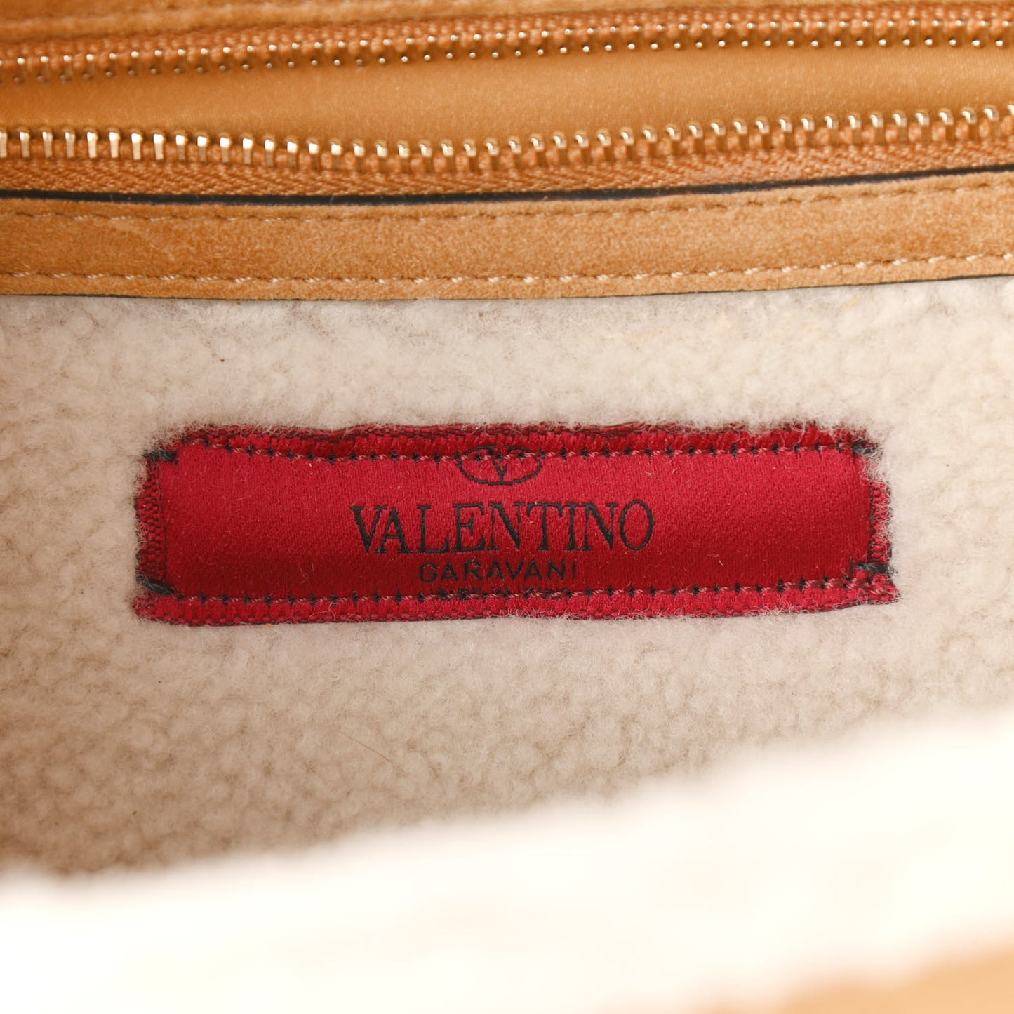 Shearling Medium Glam Lock Rockstud Flap Tan