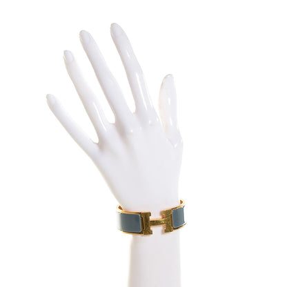 Hermes Enamel Clic Clac H Wide Bracelet PM Slate 2 of 5