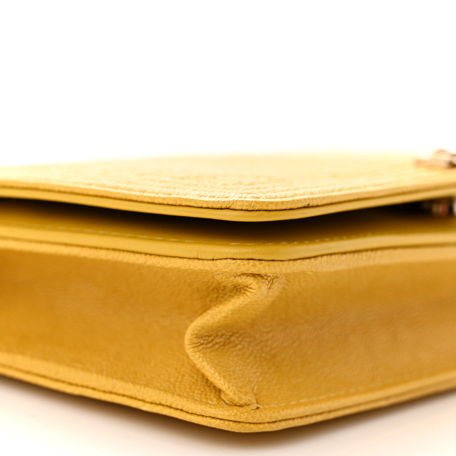 Chanel Caviar Chevron Quilted Boy Wallet On Chain WOC Yellow Yellow 10 of 15