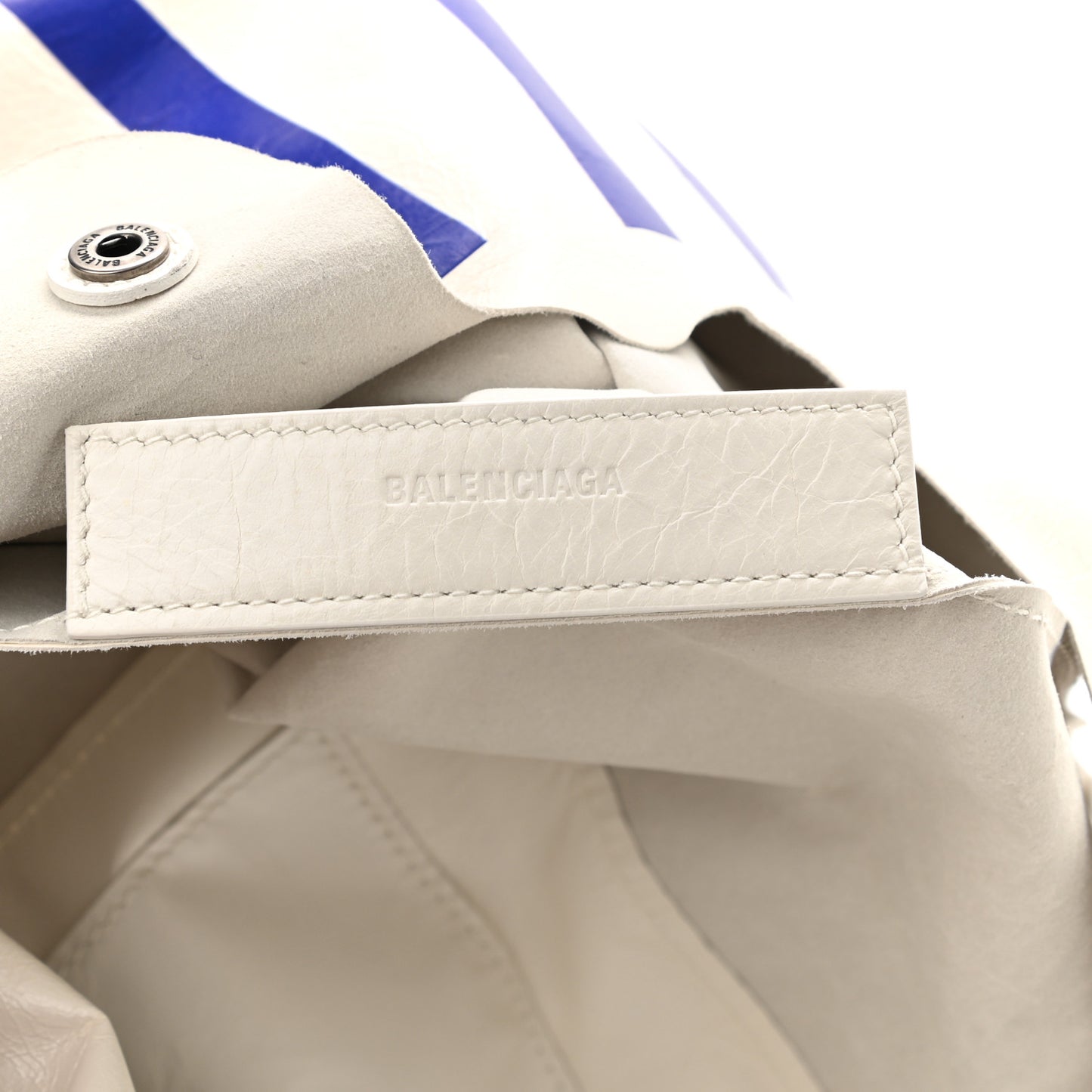 Calfskin Monday Shopper Tote Bag White Blue Red