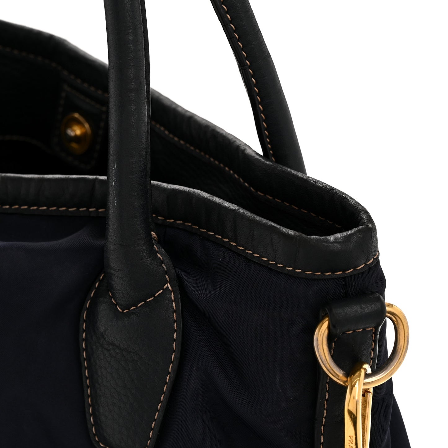 Tessuto Nylon Vitello Daino Tote Bleu