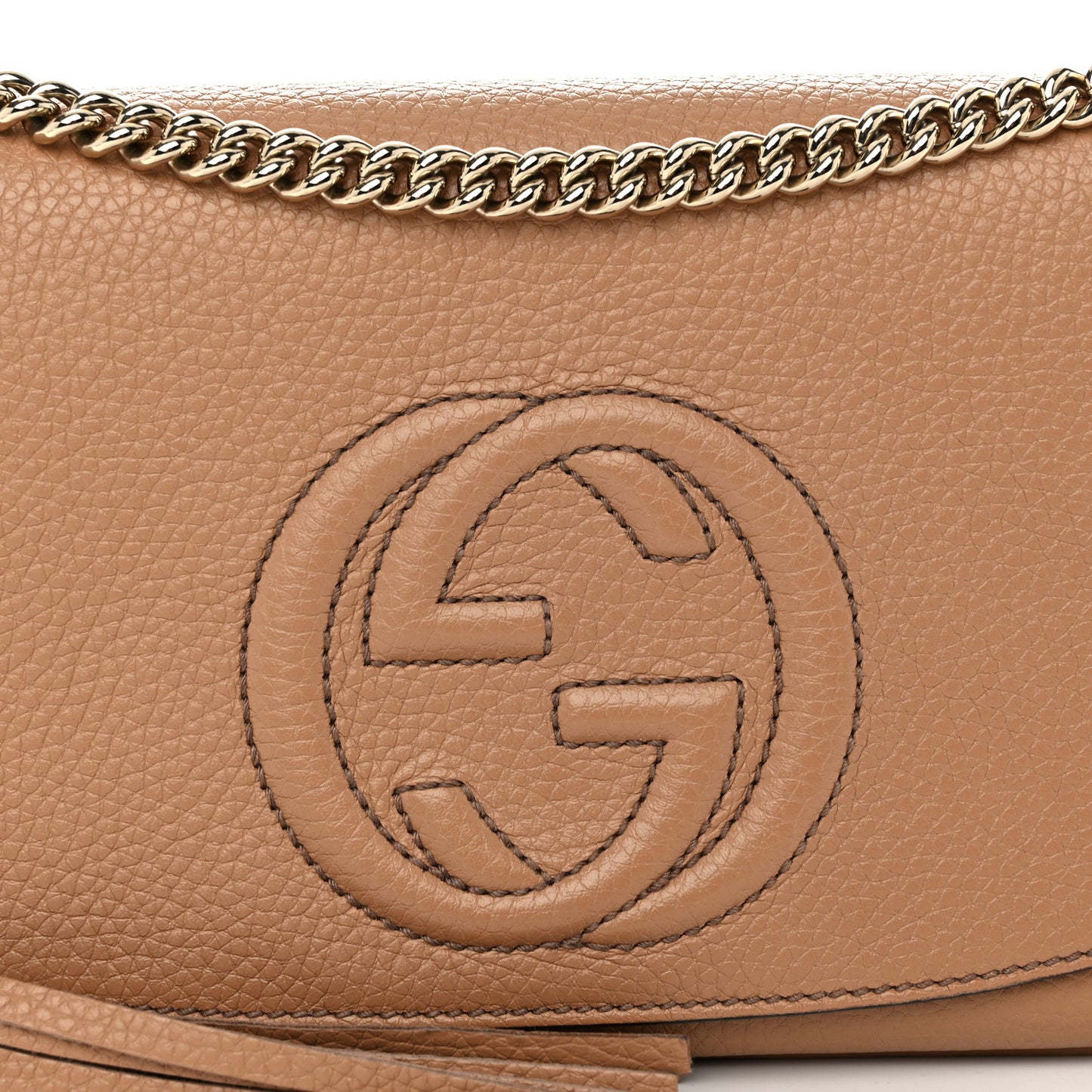 Pebbled Calfskin Medium Soho Flap Crossbody Camelia