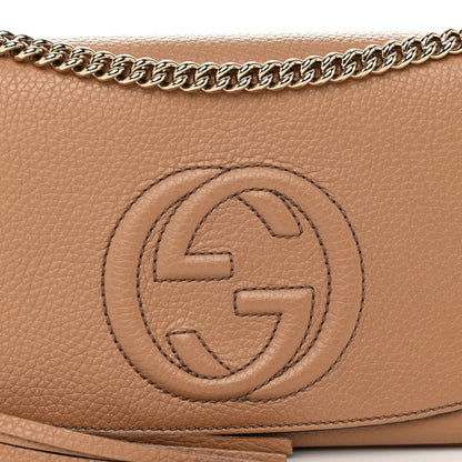 Gucci Pebbled Calfskin Medium Soho Flap Crossbody Camelia 8 of 10