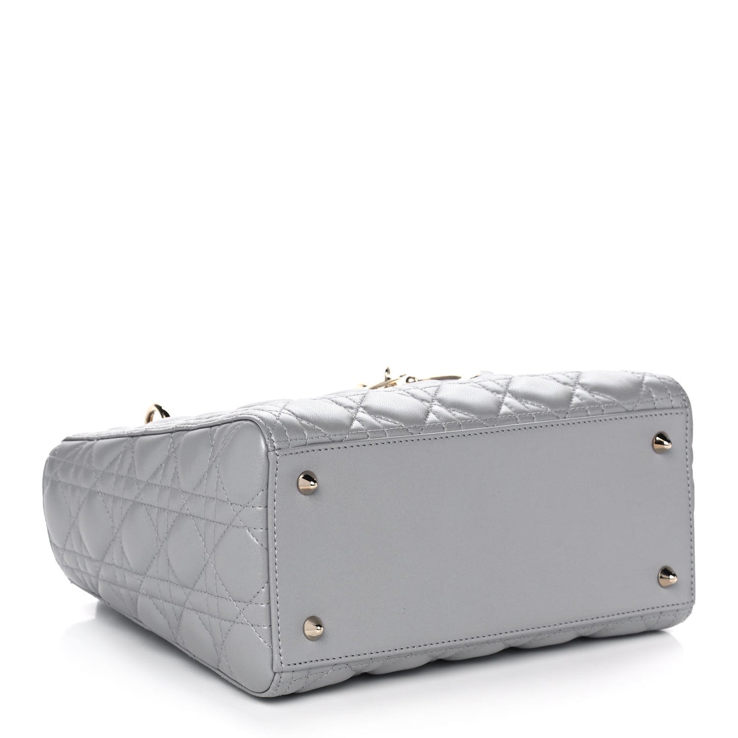 Pearly Lambskin Cannage Medium Lady Dior Grey