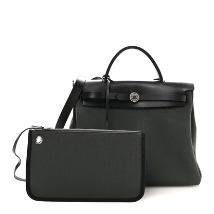 Hermes Toile Militaire Vache Hunter Laque Herbag Zip Retourne PM 31 Vert Mangrove Black 3 of 12