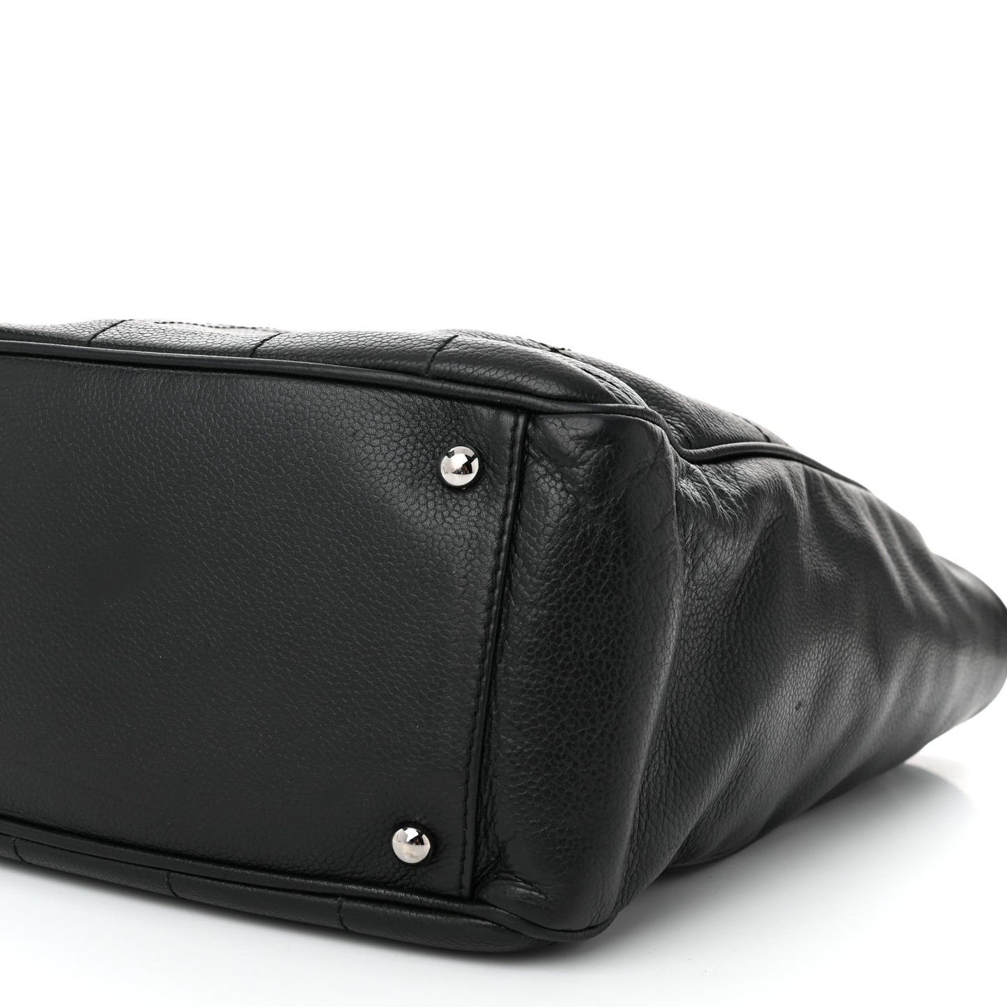 Lambskin Square Stitched Tote Black