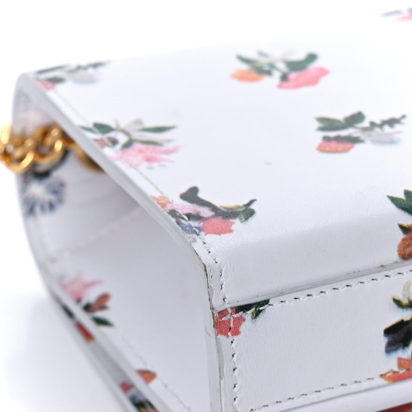 Calfskin Prairie Flower Printed Small Classic Monogram Kate Satchel White