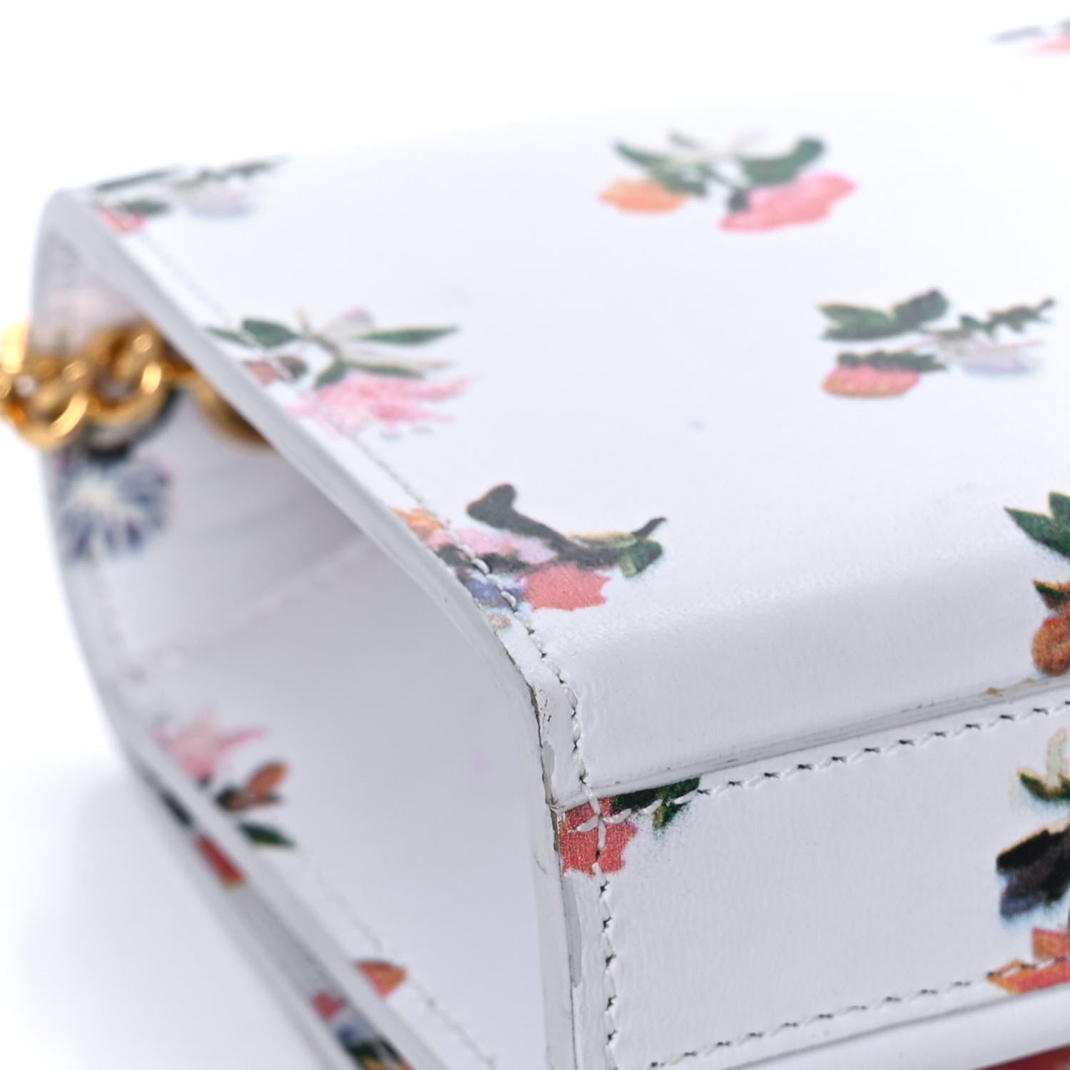 Saint Laurent Calfskin Prairie Flower Printed Small Classic Monogram Kate Satchel White 9 of 14