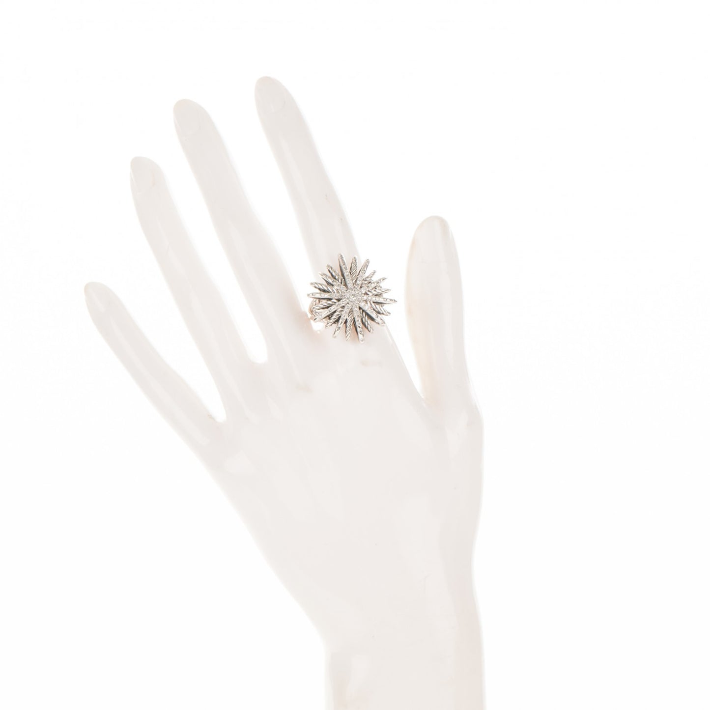 Sterling Silver Diamond 25mm Starburst Ring 57 8