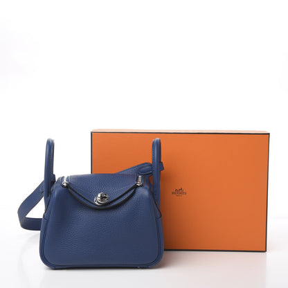 Hermes Taurillon Clemence Mini Lindy 20 Deep Bleu 9 of 9