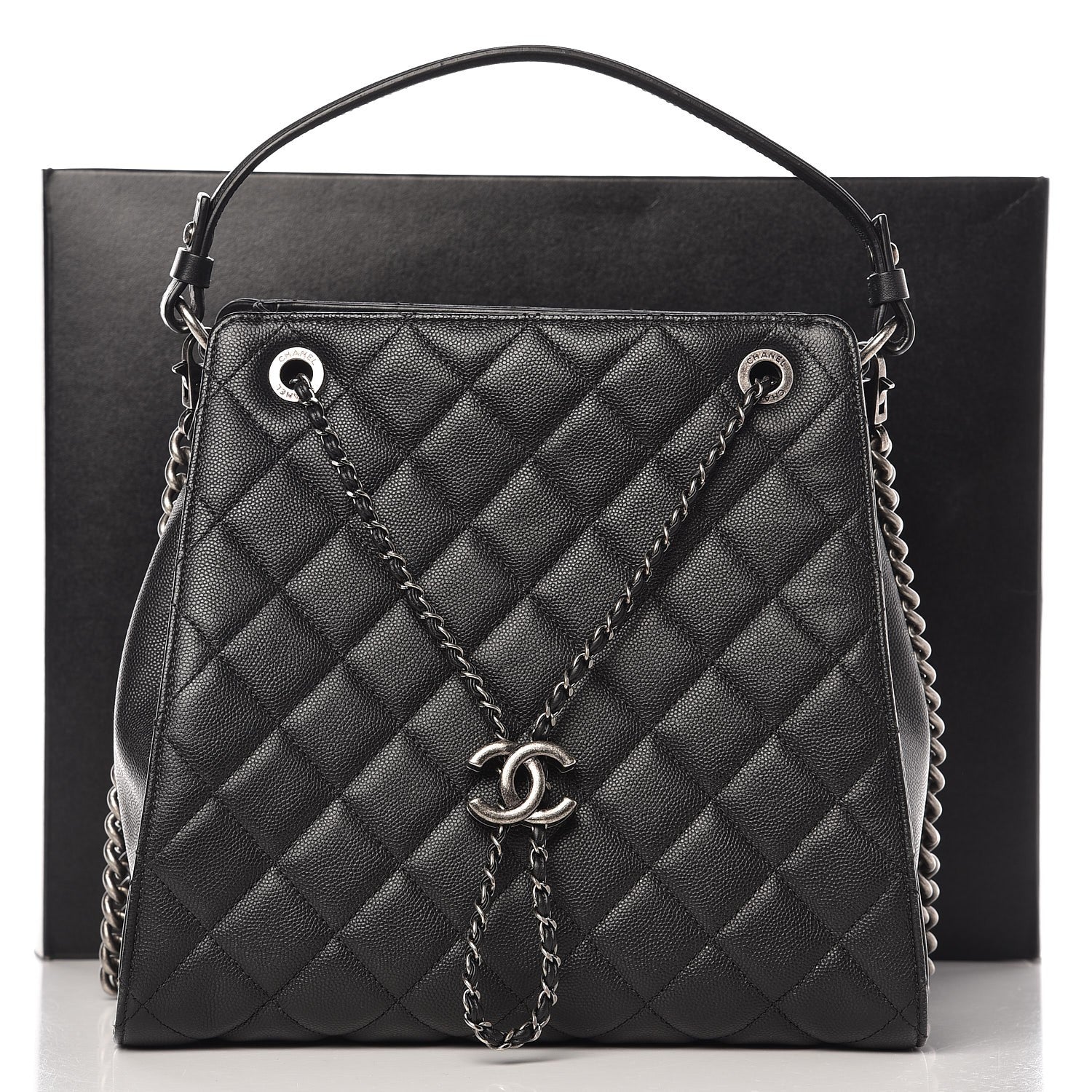Chanel Caviar Quilted Medium CC Bucket Bag Black 8 of 8