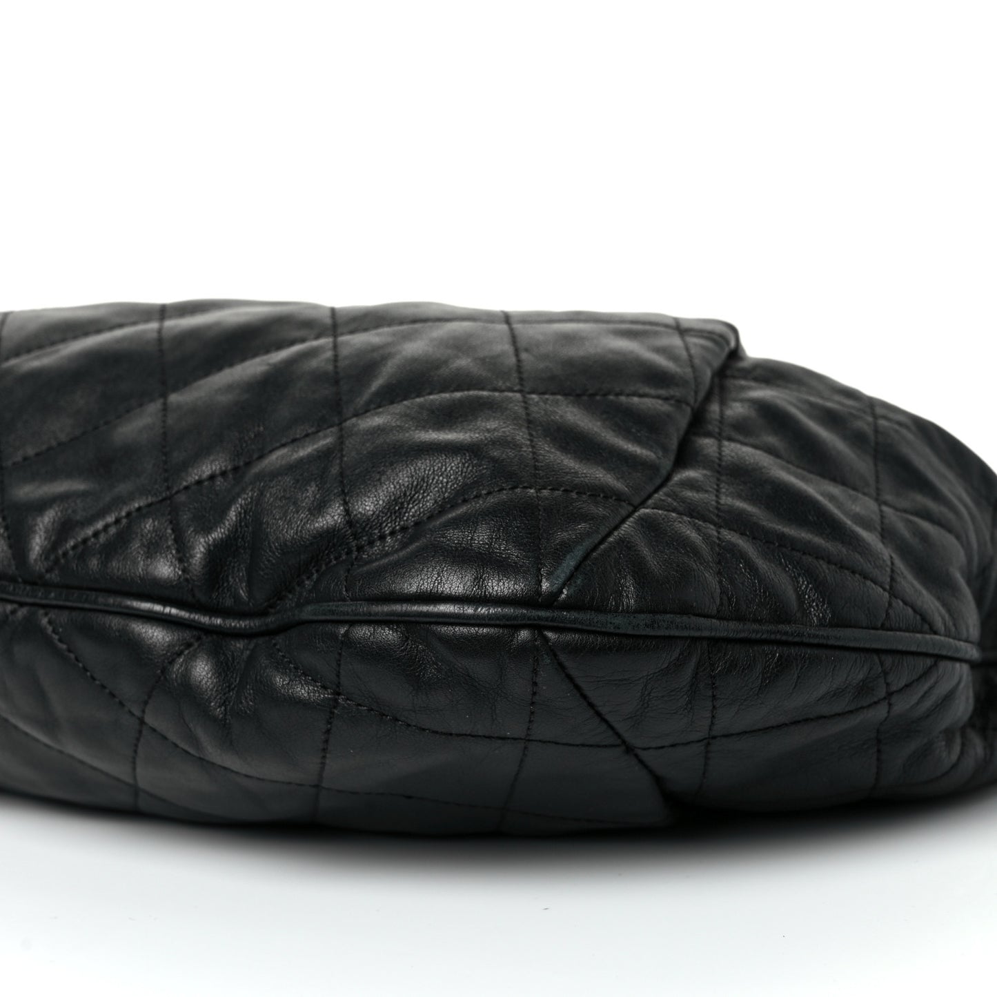 Calfskin Coco Pleats Hobo Black