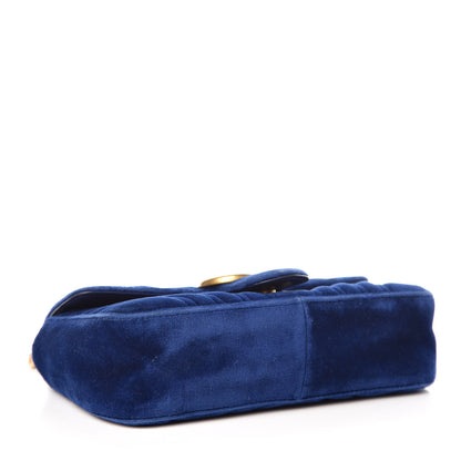 Gucci Velvet Matelasse Mini GG Marmont Shoulder Bag Cobalt Blue 4 of 12